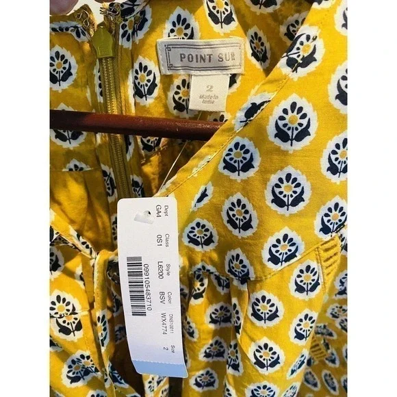 J.crew Point Sur Paisley Romper Mustard Floral Bohemian 100% Cotton Size 2 - Picture 6 of 7